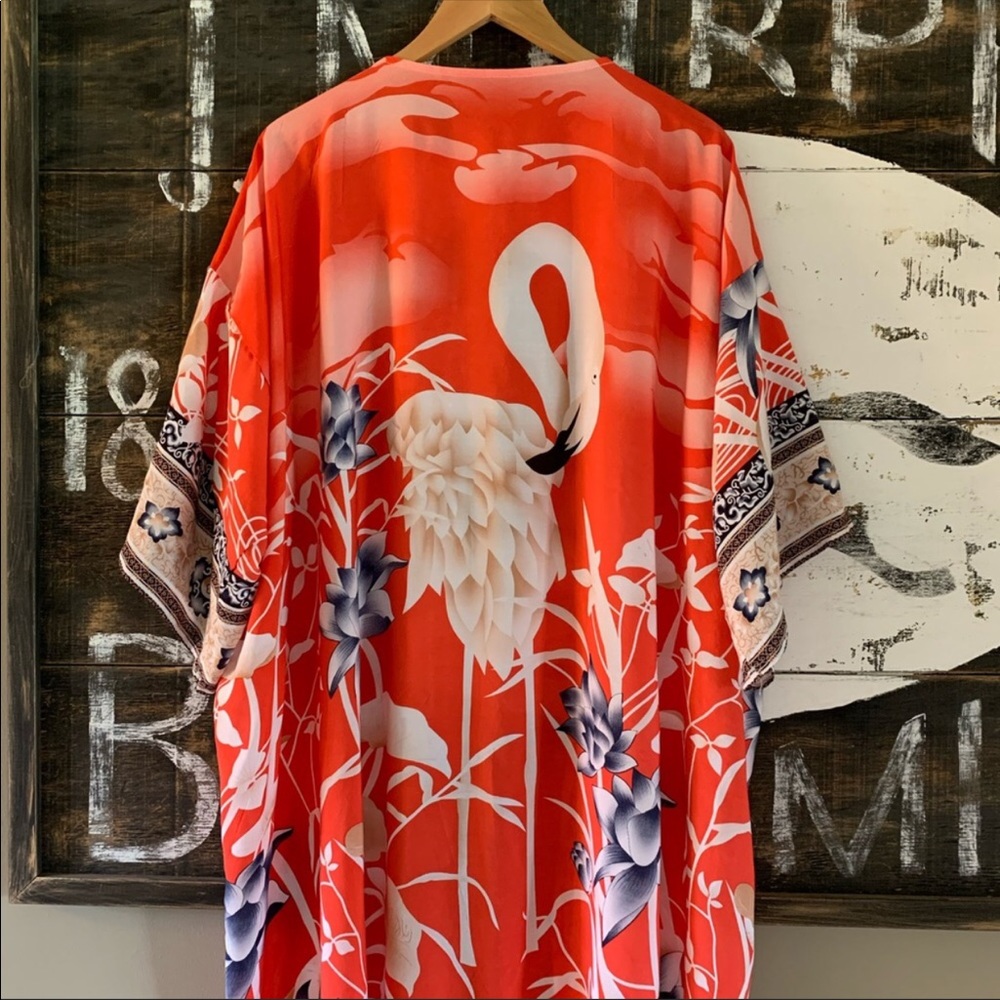 💃🏻ANYSSA Bohemian Flamingo Boho Kimono - Picture 2 of 10